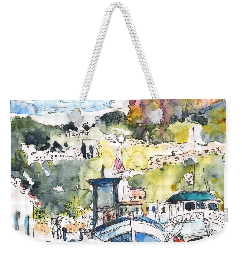 Travel Weekender Tote Bag featuring the painting Calpe Harbour 05 by Miki De Goodaboom