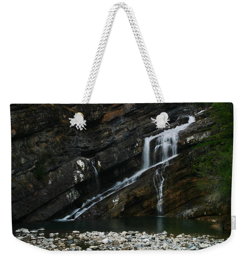 Cameron Falls Weekender Tote Bag featuring the photograph Cameron Falls Waterton Lakes National Park by Benjamin Dahl