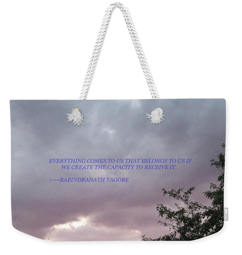 Capacity Weekender Tote Bag featuring the photograph Capability by Sonali Gangane