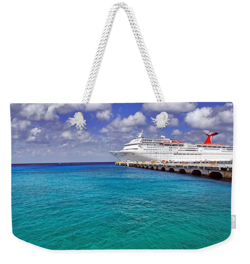 Cruise Weekender Tote Bag featuring the photograph Carnival Elation Docked at Cozumel by Jason Politte