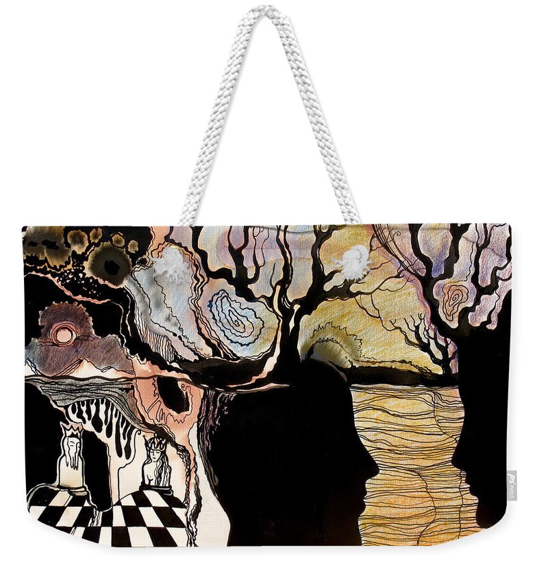 Illustration Weekender Tote Bag featuring the painting Chess Game by Valentina Plishchina