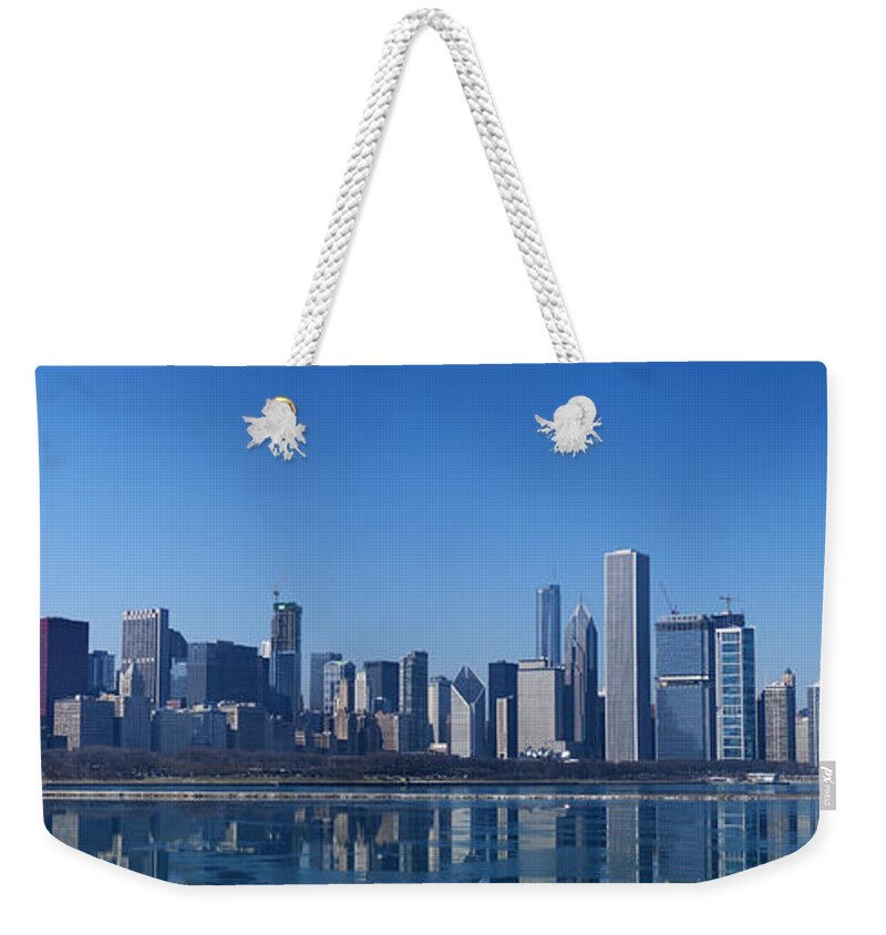 Chicago Panorama Weekender Tote Bag featuring the photograph Chicago Panorama by Dejan Jovanovic