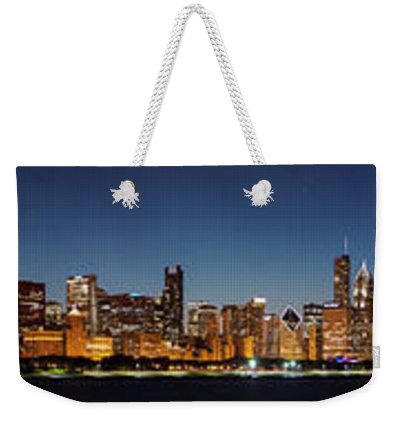 Chicago Skyline Weekender Tote Bag featuring the photograph Chicago Skyline at Night by Semmick Photo