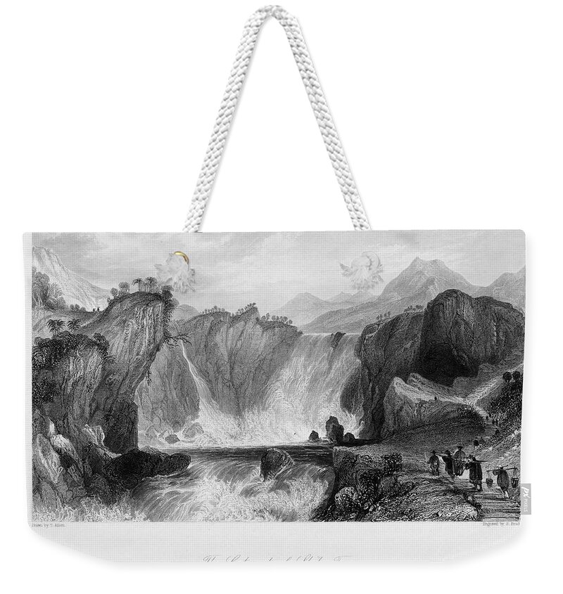 1843 Weekender Tote Bag featuring the photograph China: Waterfall, 1843 by Granger