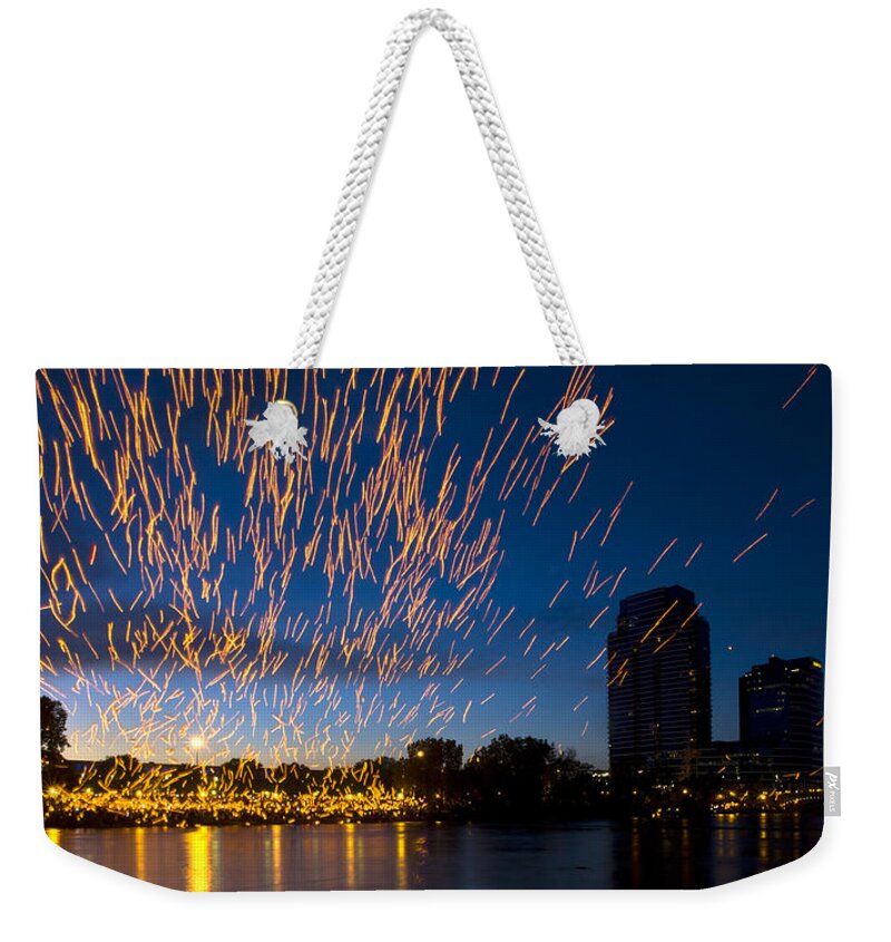 Color Weekender Tote Bag featuring the photograph Chinese Lanterns Moving by Frederic A Reinecke