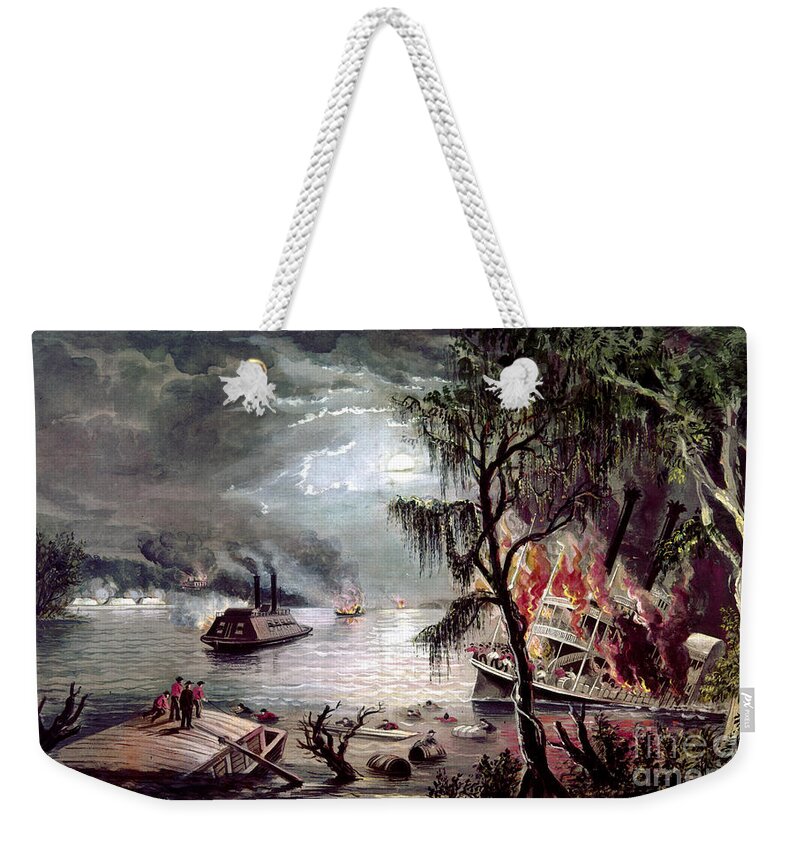 1862 Weekender Tote Bag featuring the photograph Civil War: Naval Battle by Granger