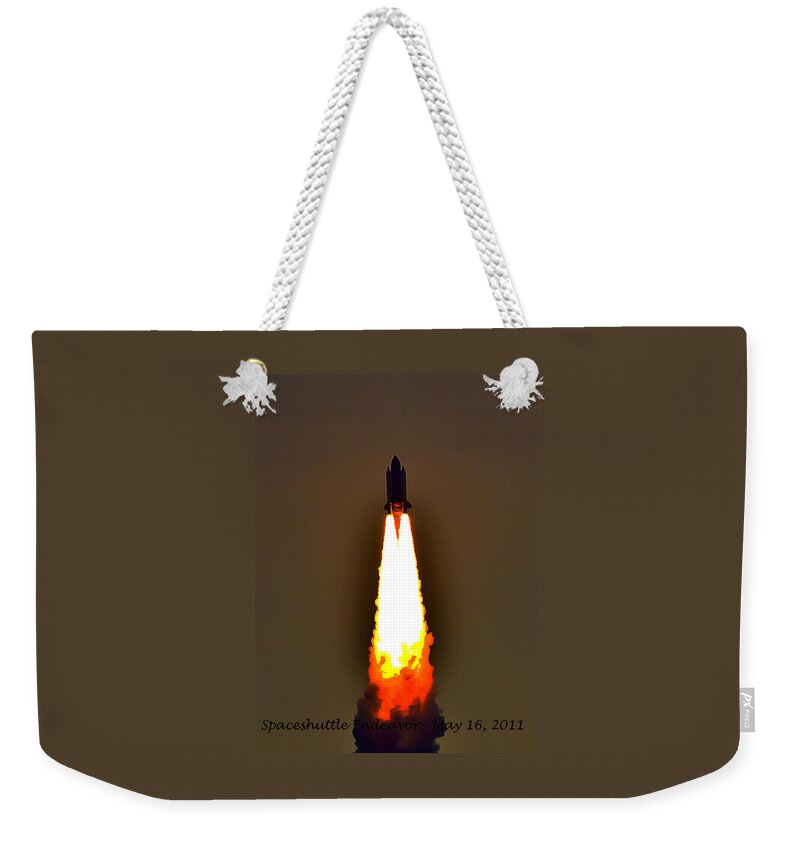 Endeavor Weekender Tote Bag featuring the photograph Closer View of the Launch by Dorothy Cunningham