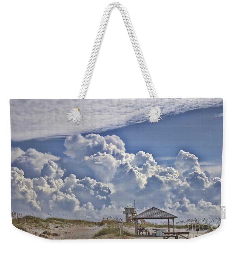 Beach Weekender Tote Bag featuring the photograph Cloud Merge by Deborah Benoit