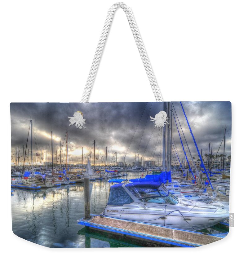 Marina Weekender Tote Bag featuring the photograph Clouds Over Marina by Richard Omura