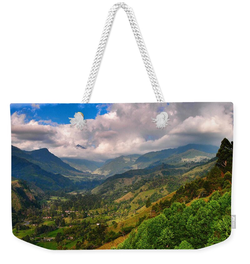 Cocora Valley Weekender Tote Bag featuring the photograph Cocora Valley by Skip Hunt