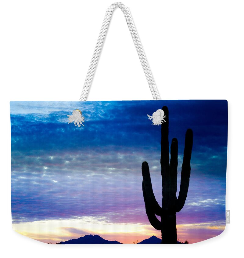 Colorful Weekender Tote Bag featuring the photograph Colorful Southwest Desert Sunrise by James BO Insogna