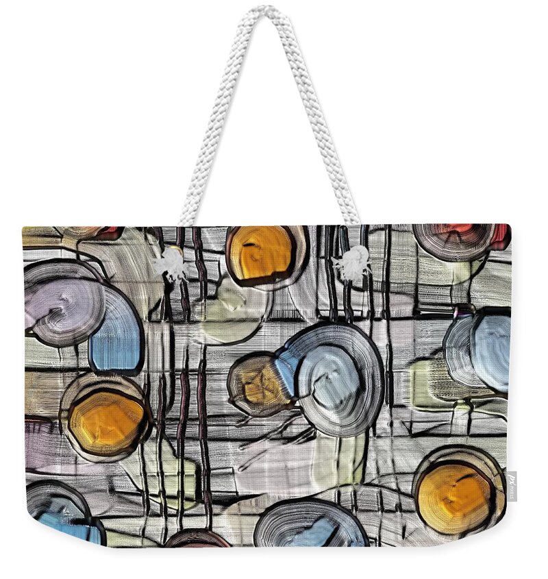 Fighting Weekender Tote Bag featuring the digital art Colors Fighting to get out by Alec Drake