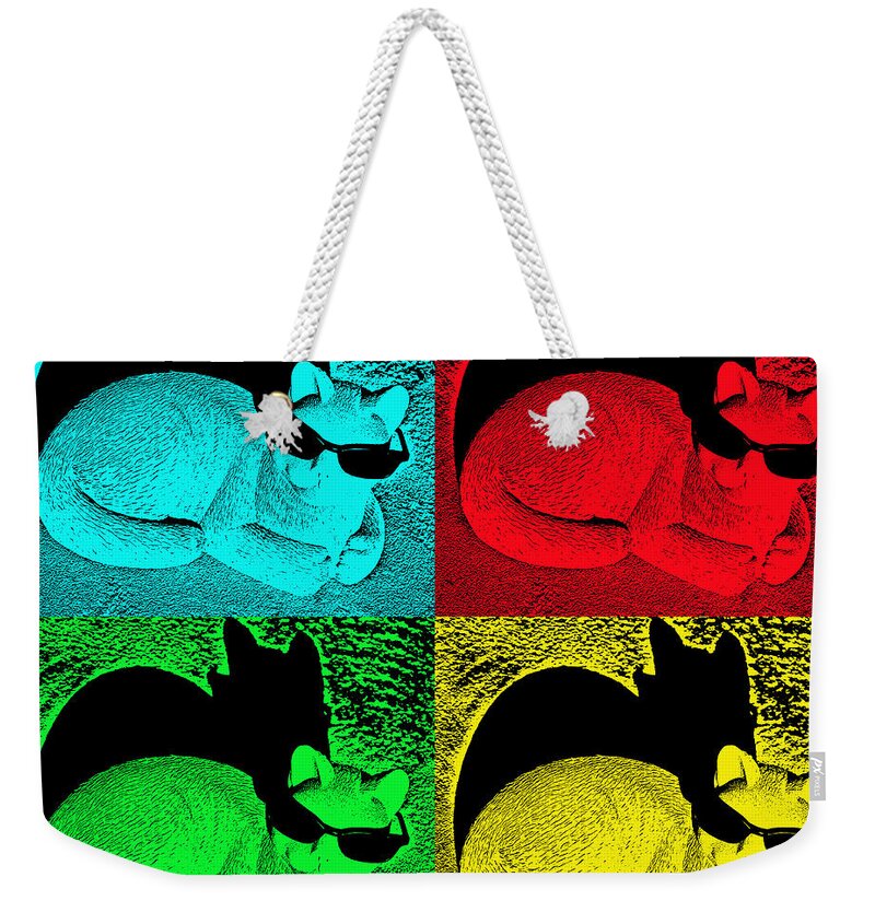 Cat Weekender Tote Bag featuring the photograph Cool Cat Pop Art by Aimee L Maher ALM GALLERY