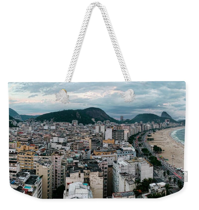 Panoramic Weekender Tote Bag featuring the photograph Copacabana Sunset by S Paul Sahm