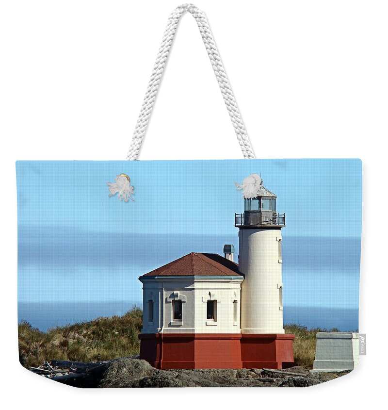 Coast Weekender Tote Bag featuring the photograph Coquille River Lighthouse by Nick Kloepping
