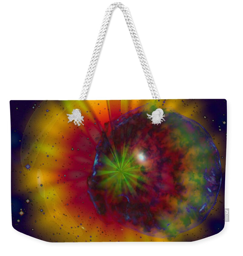 Cosmic Light Weekender Tote Bag featuring the digital art Cosmic Light by Linda Sannuti