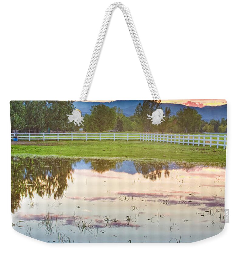 Hygiene Weekender Tote Bag featuring the photograph Country Sunset Reflections by James BO Insogna