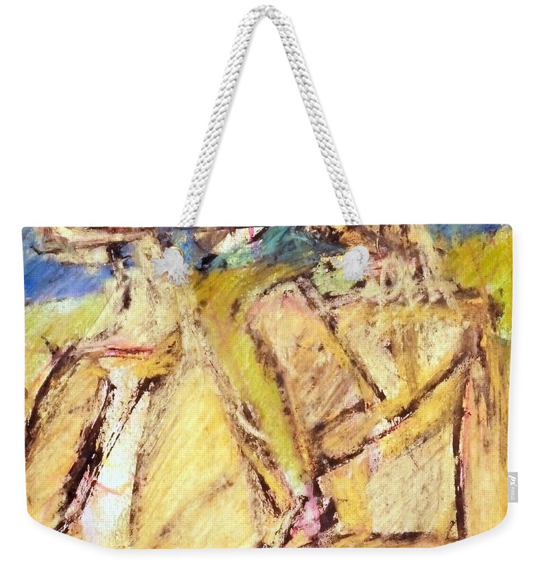  Weekender Tote Bag featuring the pastel Couple In The Park by JC Armbruster