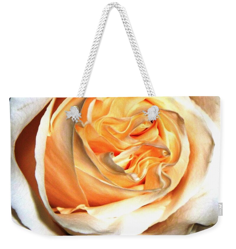 Creamy Rose Weekender Tote Bag featuring the photograph Creamy Rose II by Alys Caviness-Gober