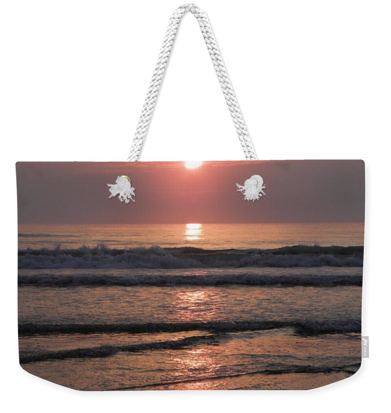 Sunrise Weekender Tote Bag featuring the photograph Criss Cross Wave Rise by Kim Galluzzo Wozniak