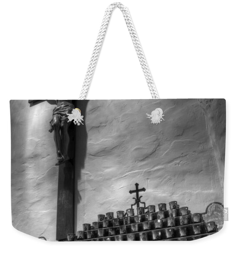 Mission San Diego De Alcala Weekender Tote Bag featuring the photograph Crucifix Mission San Diego de Alcala by Bob Christopher
