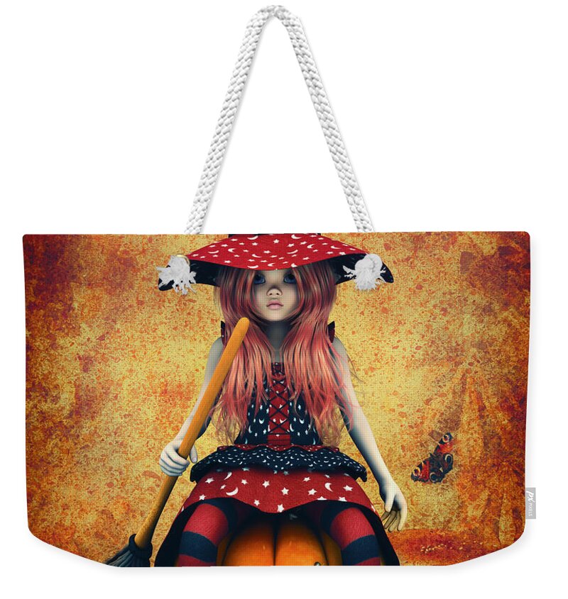 3d Weekender Tote Bag featuring the digital art Cutest Little Witch by Jutta Maria Pusl