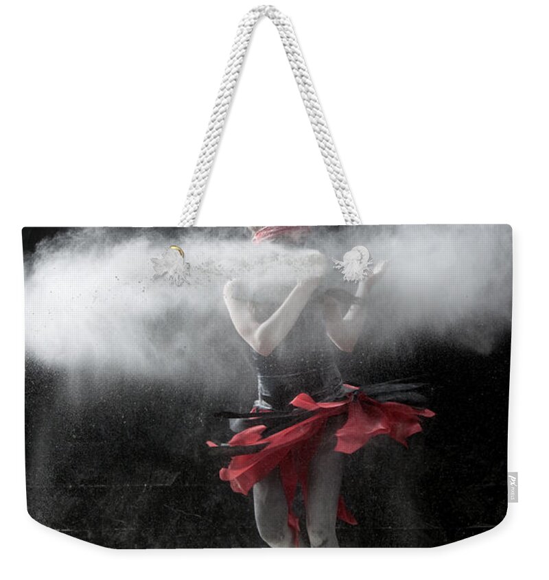 Dancing Weekender Tote Bag featuring the photograph Dancing in Flour Series by Cindy Singleton