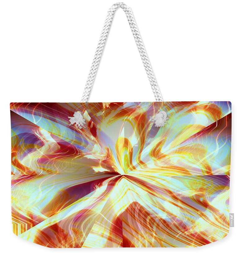 Flames Weekender Tote Bag featuring the digital art Dancing with Fire by Shana Rowe Jackson