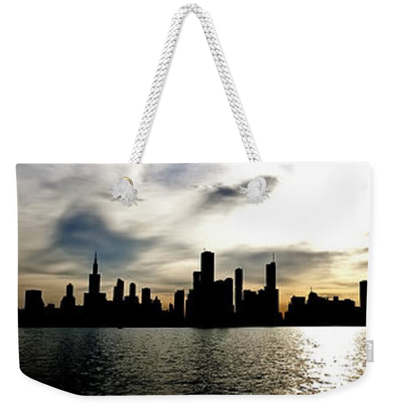 Chicago Weekender Tote Bag featuring the photograph Dark Chicago Skyline by Scott Wood