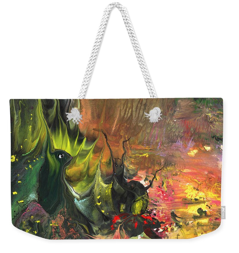 Dreams Weekender Tote Bag featuring the painting Date In The Wood by Miki De Goodaboom