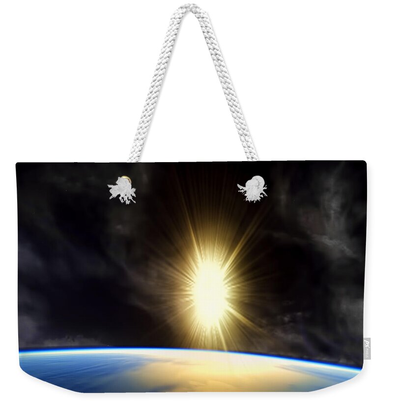 Day 1 - God Created Light And Separated The Light From The Darkness Weekender Tote Bag featuring the photograph Day 1 by Lourry Legarde