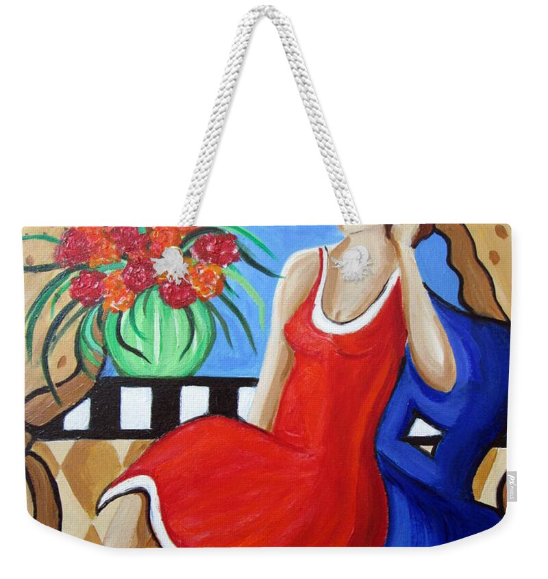 Whymsical Weekender Tote Bag featuring the painting Daydreaming by Rosie Sherman