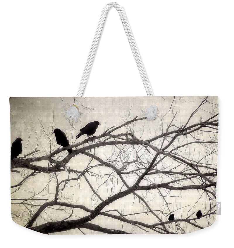 Crows Weekender Tote Bag featuring the photograph Decree at Sunset by Angie Rea