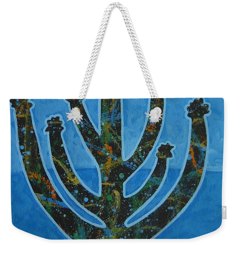 Cactus Weekender Tote Bag featuring the painting Desert Blue by Lance Headlee