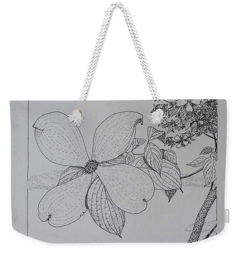 Dogwood Weekender Tote Bag featuring the drawing Dogwood by Daniel Reed