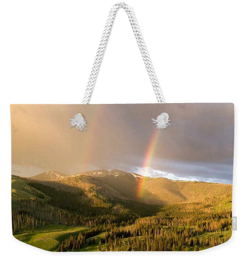 Rainbow Weekender Tote Bag featuring the photograph Double Rainbow by Max Waugh