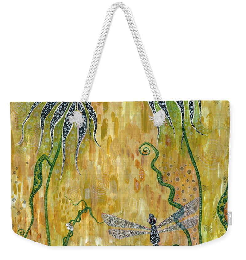 Dragonfly Weekender Tote Bag featuring the painting Dragonfly Safari by Tanielle Childers