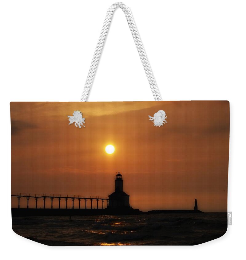 Sunset Weekender Tote Bag featuring the photograph Dreamy Sunset At The Lighthouse by Scott Wood