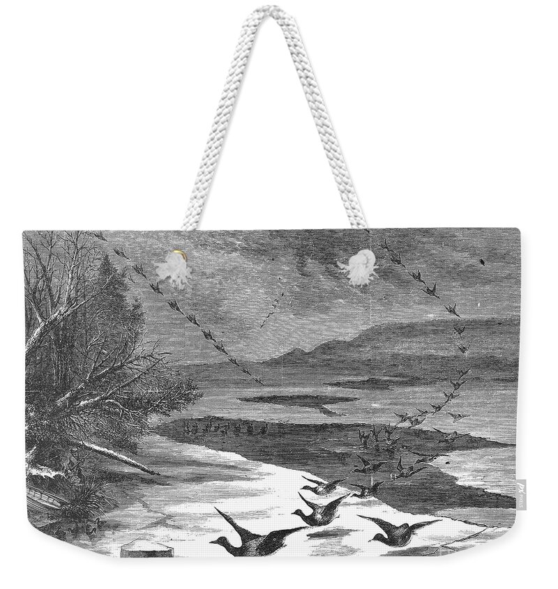 1871 Weekender Tote Bag featuring the photograph Duck Hunting, 1871 by Granger