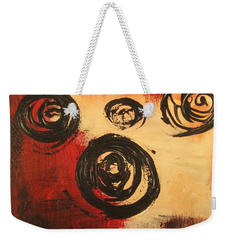 Abstract Weekender Tote Bag featuring the painting Dynamic Red 2 by Kathy Sheeran