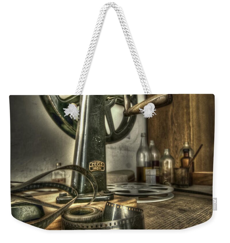 Abandoned Weekender Tote Bag featuring the photograph Editing room 1 by Nathan Wright