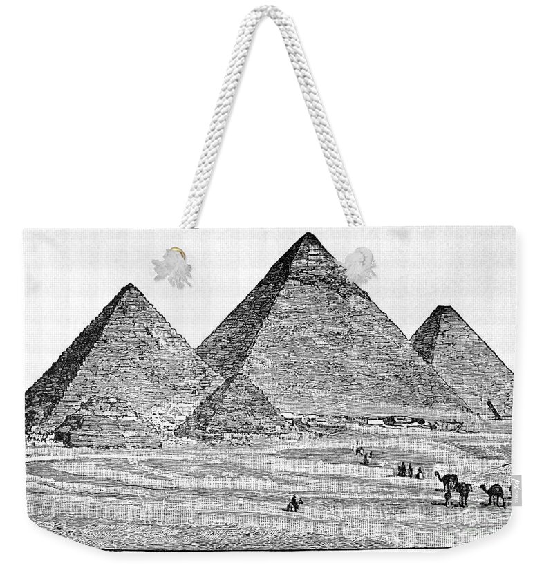 19th Century Weekender Tote Bag featuring the photograph Egypt: Pyramids At Giza by Granger