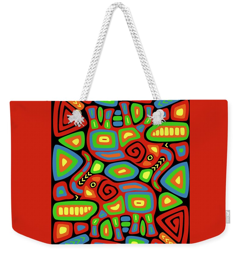 Elephant Weekender Tote Bag featuring the digital art Elephant Mola by Alison Stein
