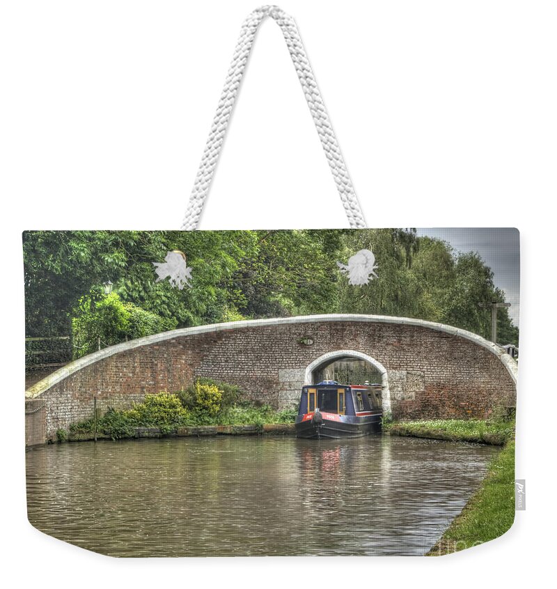 Canal Weekender Tote Bag featuring the photograph English canal scene by Steev Stamford