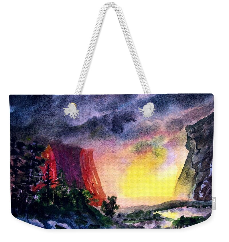 Clouds Weekender Tote Bag featuring the painting Epitome of Light by Frank SantAgata