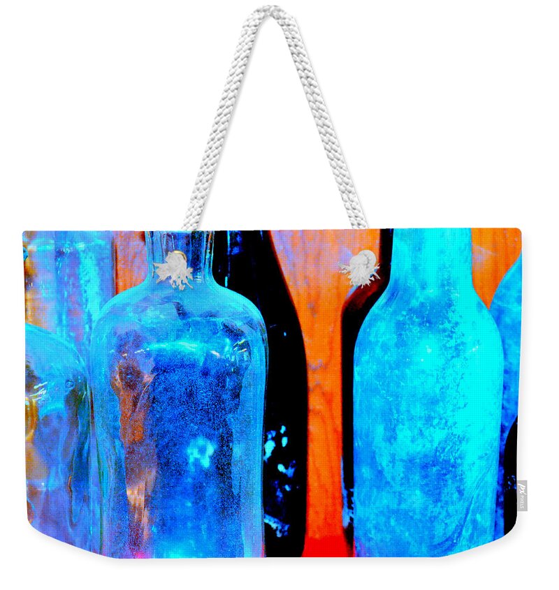 Florescent Weekender Tote Bag featuring the photograph Fauvist Bottles by Diane montana Jansson