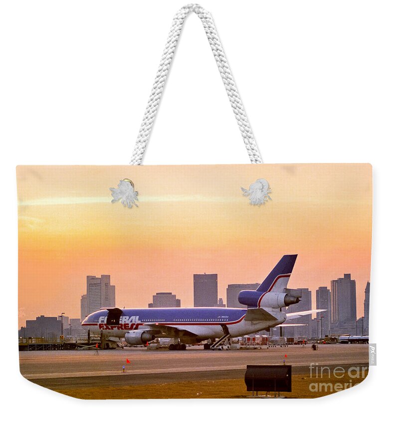Federal Express Weekender Tote Bag featuring the photograph Federal Express Boston Ramp 1985 by Michelle Constantine