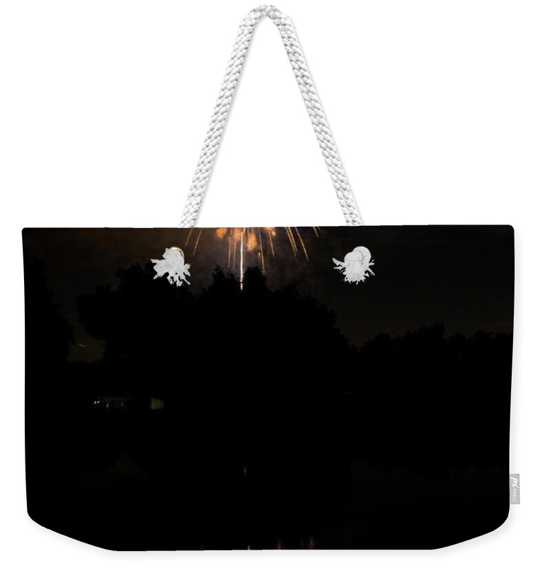 4th Of July Weekender Tote Bag featuring the photograph Fireworks Reflection by James BO Insogna
