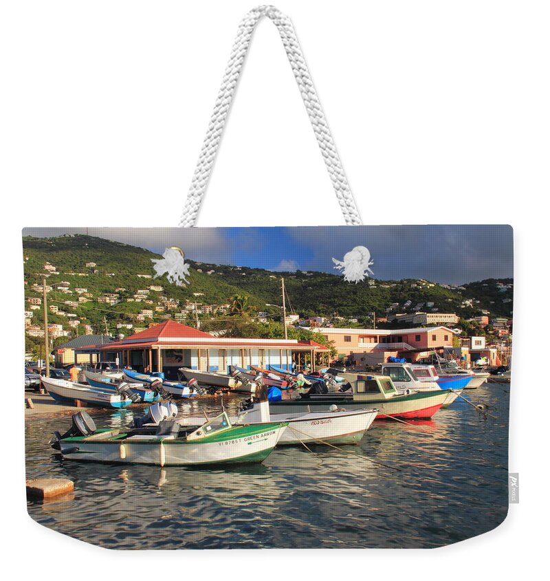 Boats Weekender Tote Bag featuring the photograph Fishing Boats in Frenchtown by Roupen Baker