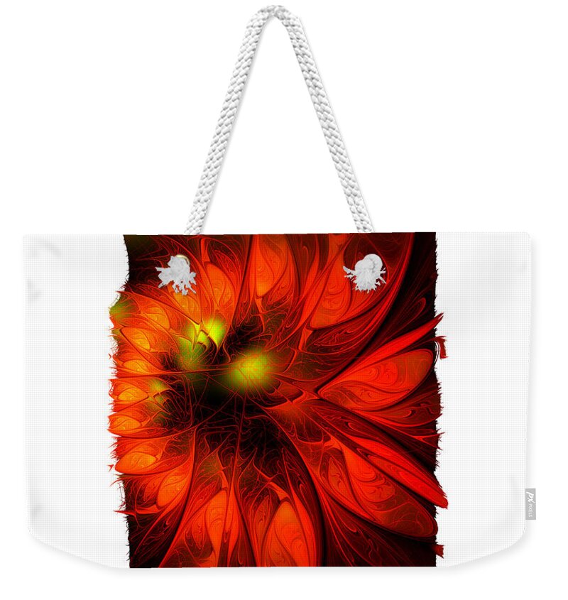 Digital Art Weekender Tote Bag featuring the digital art Flame Lily Framed by Amanda Moore